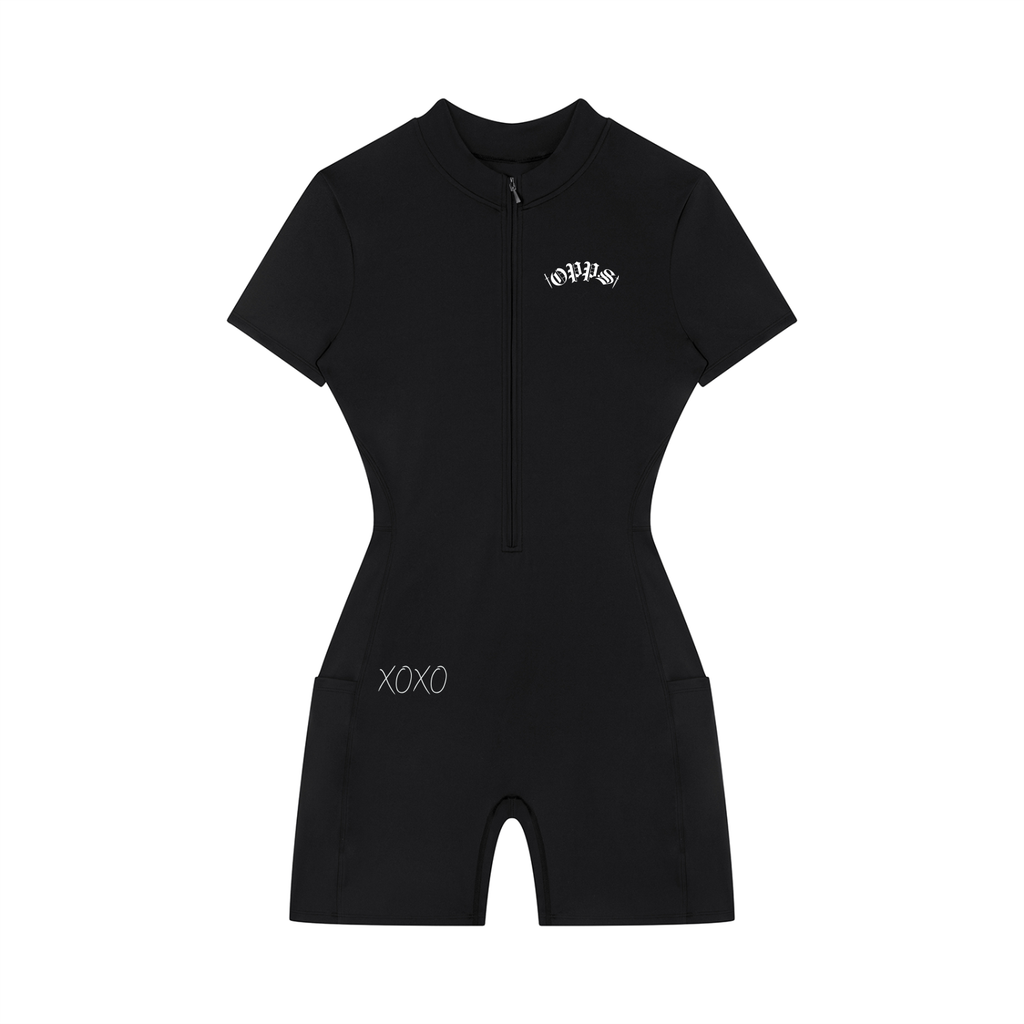 Women's Quarter-Zip Short Sleeve Romper